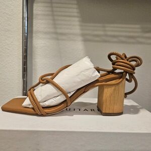 575 Equitare Leather Tan Straps Block Heel Sandals EU38